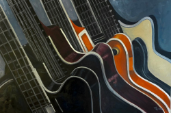 "Many Guitars" by Debbie Kercmar, oil, 24 x 36
