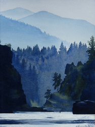 "Albertson Canyon, Clark Fork" by Lucinda Wood, watercolor