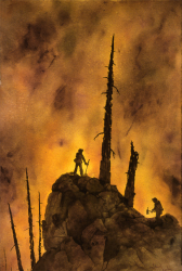 "Fire on Shovel Creek" by Michael Kerby, watercolor
