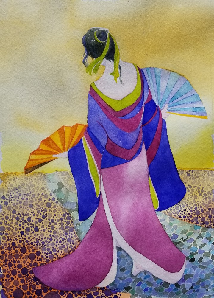 Madame Fuschia by Jane Y. Chang, watercolor