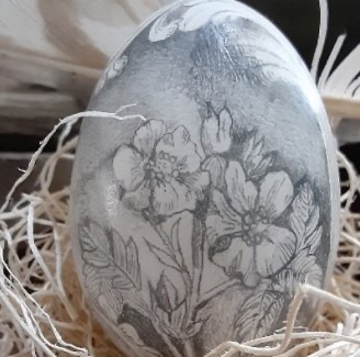 "Egg", by Jane Y Chang, etched conk mushroom