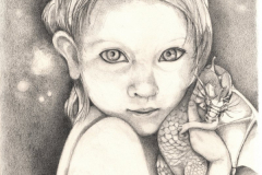 \"A girl and her dragon\" by Jane Chang, watercolor