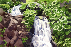 Grizzly Creek Falls, Lucinda Wood, Watercolor