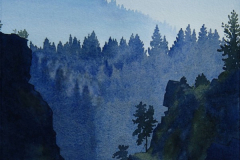 \"Albertson Canyon, Clark Fork\" by Lucinda Wood, watercolor