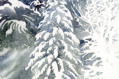 Blizzard Out My Window Young And Old Sequoia, by Lucinda Wood, watercolor