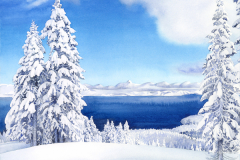 \'Bluebird Day Above Lake Tahoe Homewood\' by Lucinda Wood,  watercolor