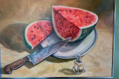"Get the point?", by Marilyn Hoffman, oil