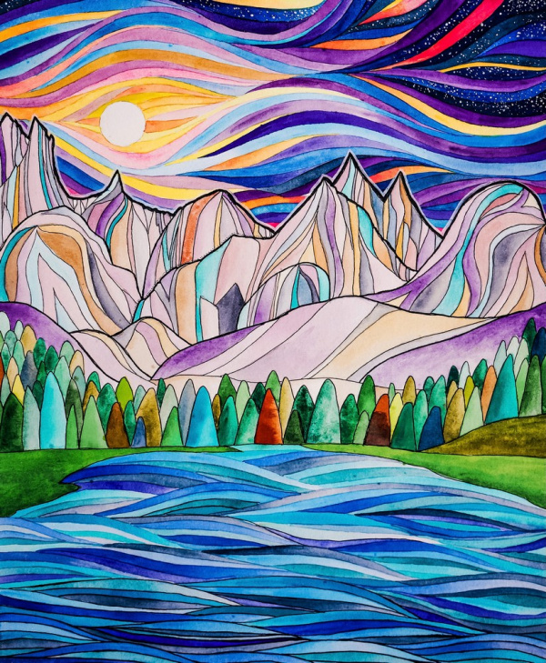 "Purple Mountains" by Marilyn Reich, watercolor