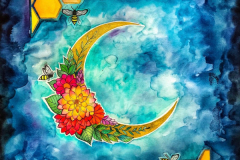 "C with Bees", by Marilyn Reich, watercolor