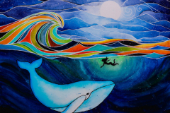 "Swimming with whales" by Marilyn Reich, watercolor