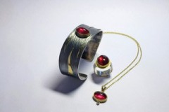 Rubellite tourmaline silver and 18K gold by Michael Borofka