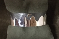 Cuff, Mountains and gold Moon by Michael Borofka, sterling silver and gold