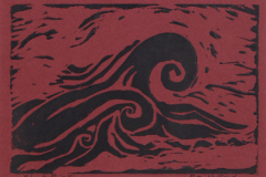 "Wave" by Pat Holland, linoleum block print