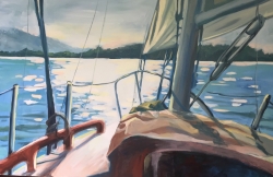 “Heading West” by Sally Posner. 36x24 oil on canvas