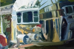 “Airstream” by Sally Posner.  6x6 oil on panel.  sold