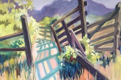 “Desert Corral” by Sally Posner. 48x36 oil on plywood