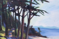 “Beach Walk” by Sally Posner.  36x48 oil on plywood