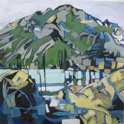 "Long Lake" by Sally Yost, Oil on wood