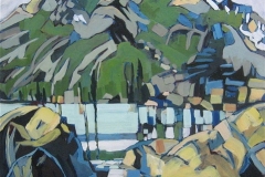 "Long Lake" by Sally Yost, Oil on wood