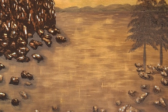 "Whispers from the golden lake" by Susan Henderson, acrylic
