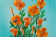Poppies and Flying Pandas by Trixie Hollyhox, acrylic