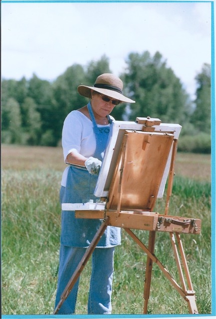 Photograph of Sally Yost painting