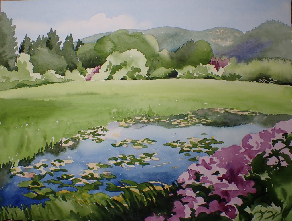"Dellengers Pond", by Lucinda Wood, watercolor