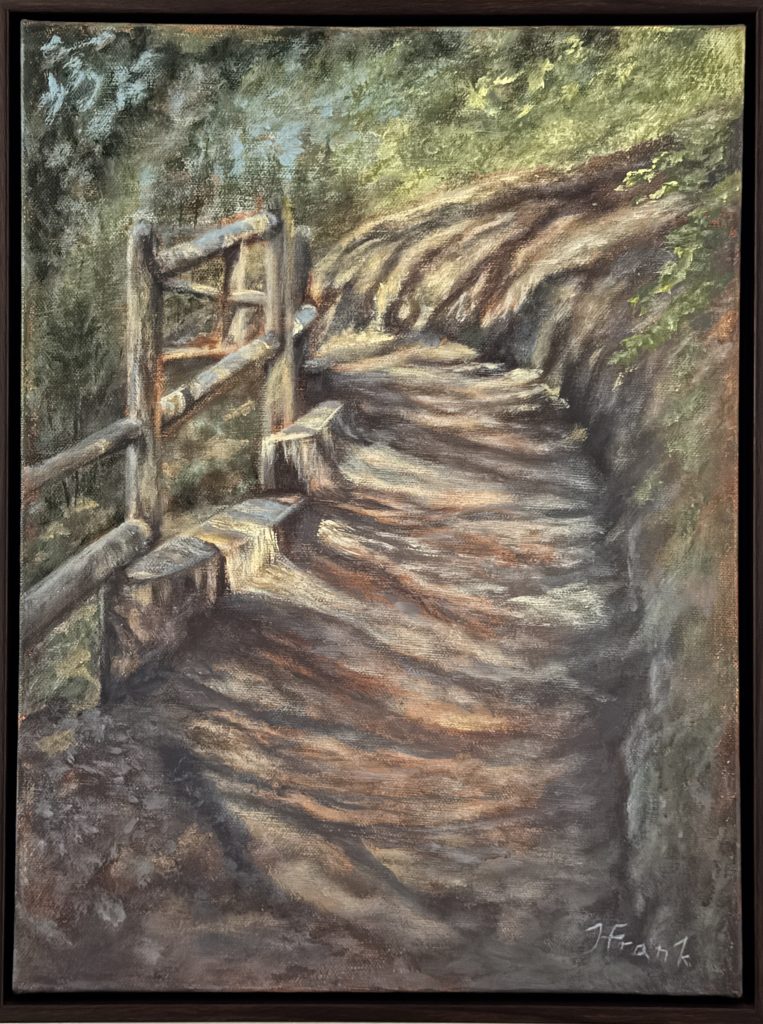"Rain Forest Trail" by Helen Frank, acrylic